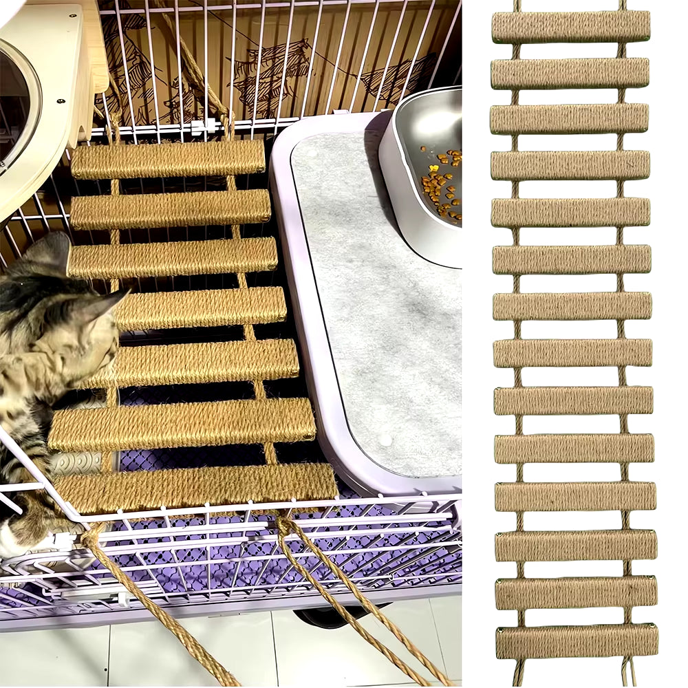 Cat Bridge for Cats Cage Sisal Wooden Rope Ladder Pet Furniture Kitten Step Scratcher Post Kitten Toys Tree Various Sizes